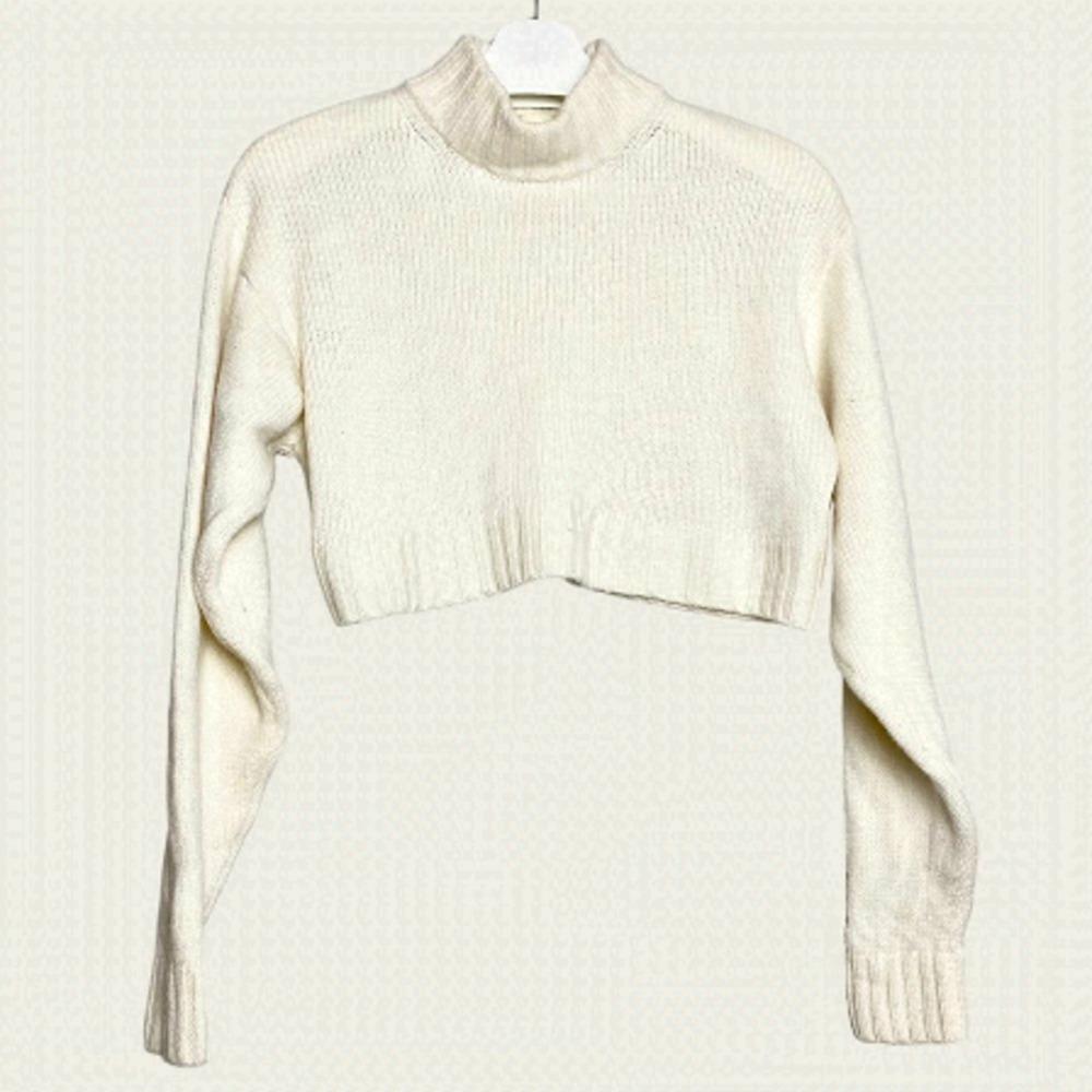 Aritzia Wilfred Free Cropped Mock Neck Merino Wool Sweater - Picture 1 of 8
